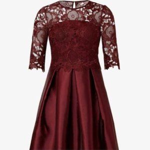 NWT Ted Baker MAARIA Oxblood Lace Bodice Dress